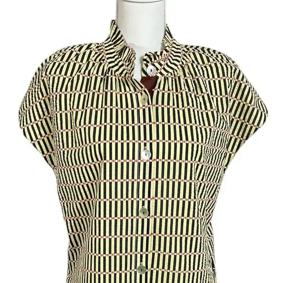 THML Faith Button Up Dress Womens Medium Rue Stripe Dot NWT - Picture 3 of 10